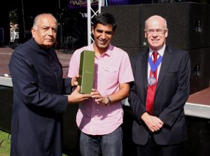 Prince Ali Khan and Deputy Mayor Cllr. Nelson Gracie with Gurvinder Sandher