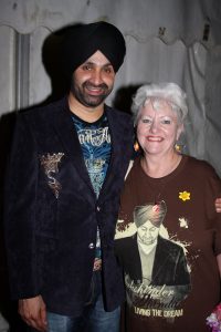 Sukshinder Shinda with fan at the Maidstone Mela