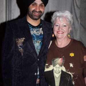 Sukshinder Shinda with fan at the Maidstone Mela