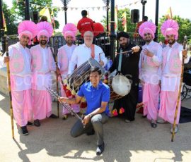 Jeremy Kite and Gurvinder Sandher with Four by Four Bhangra Group